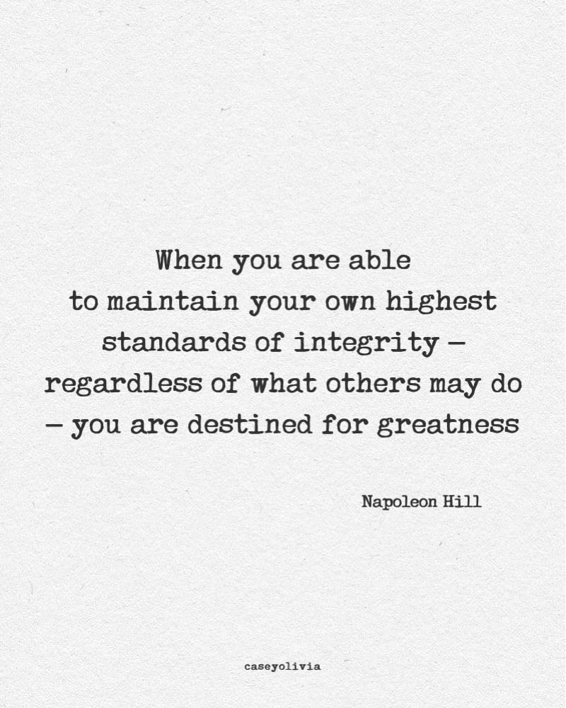 napoleon hill standards of integrity