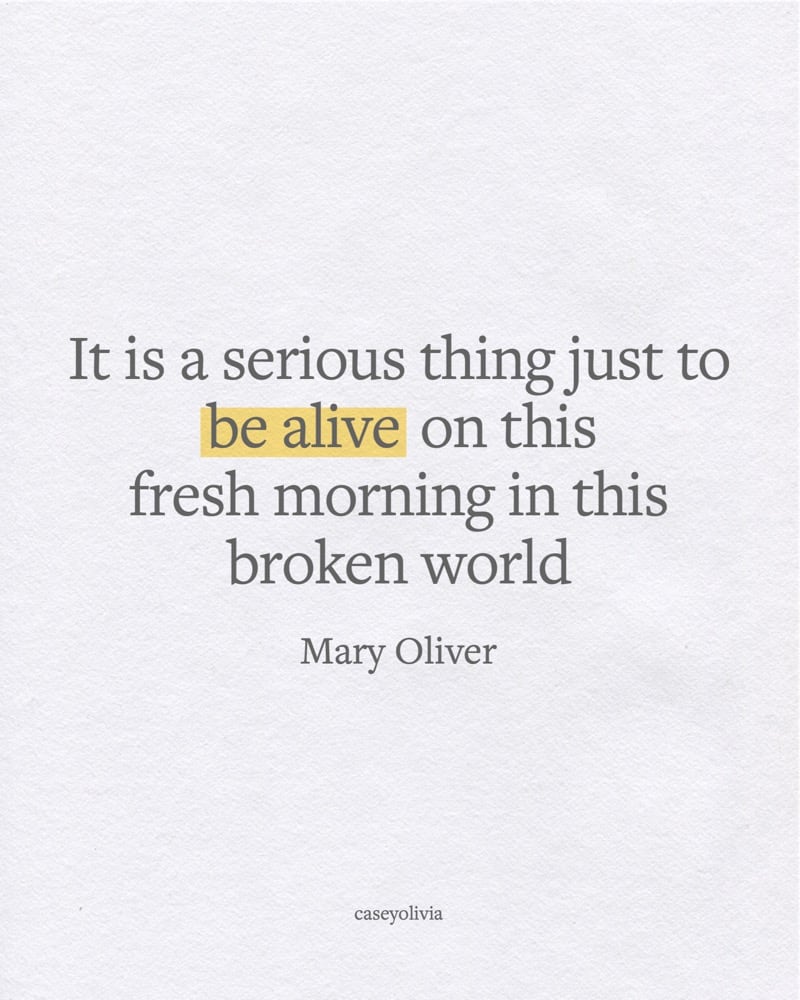fresh morning just to be alive mary oliver