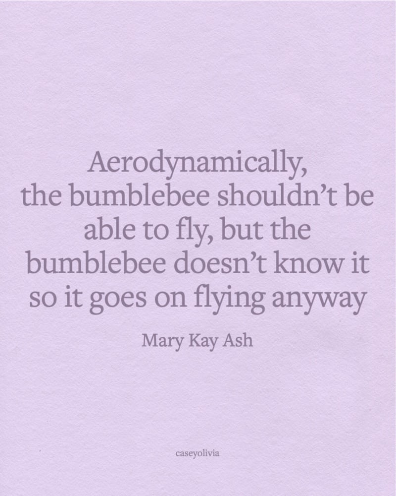 mary kay ash bumblebee doesnt know it saying image