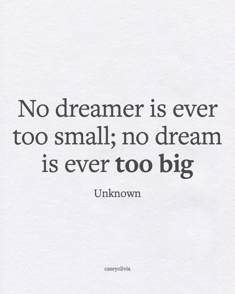 no dream is every too big motivational caption