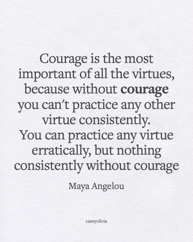 courage is the most important of the virtues maya angelou quote