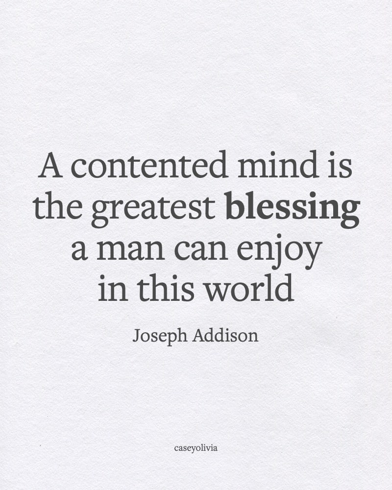 a contented mind is a blessing quote image
