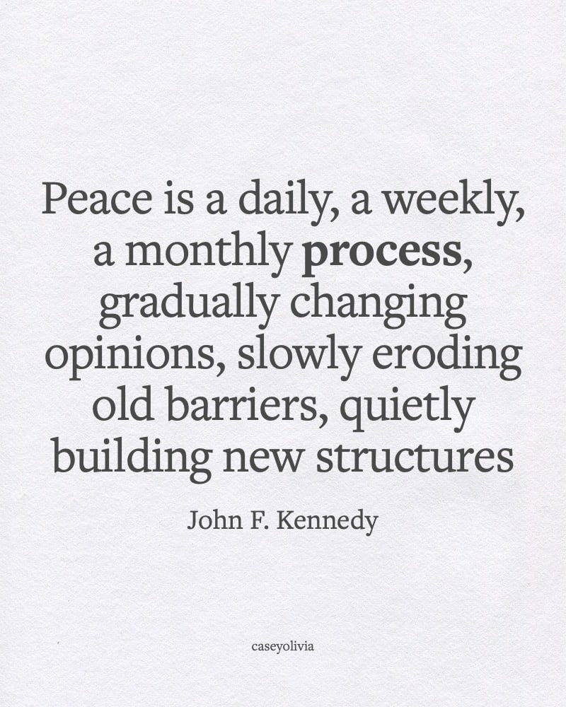 john f kennedy peace is a process inspirational saying